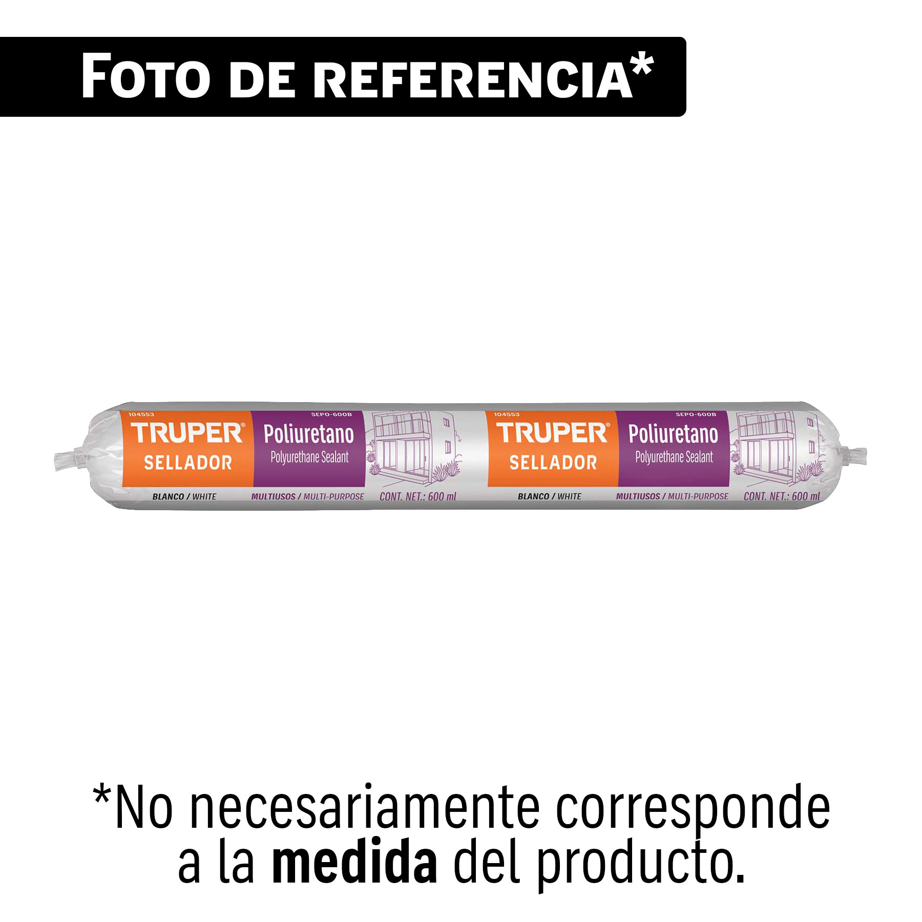 Sellador de poliuretano tipo salchicha negro 600 ml, TRUPER