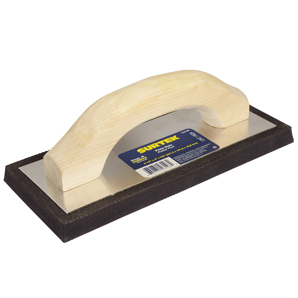 Flota de hule acabado fino con mango de madera 9-1/2" x 4" x 5/8" Surtek