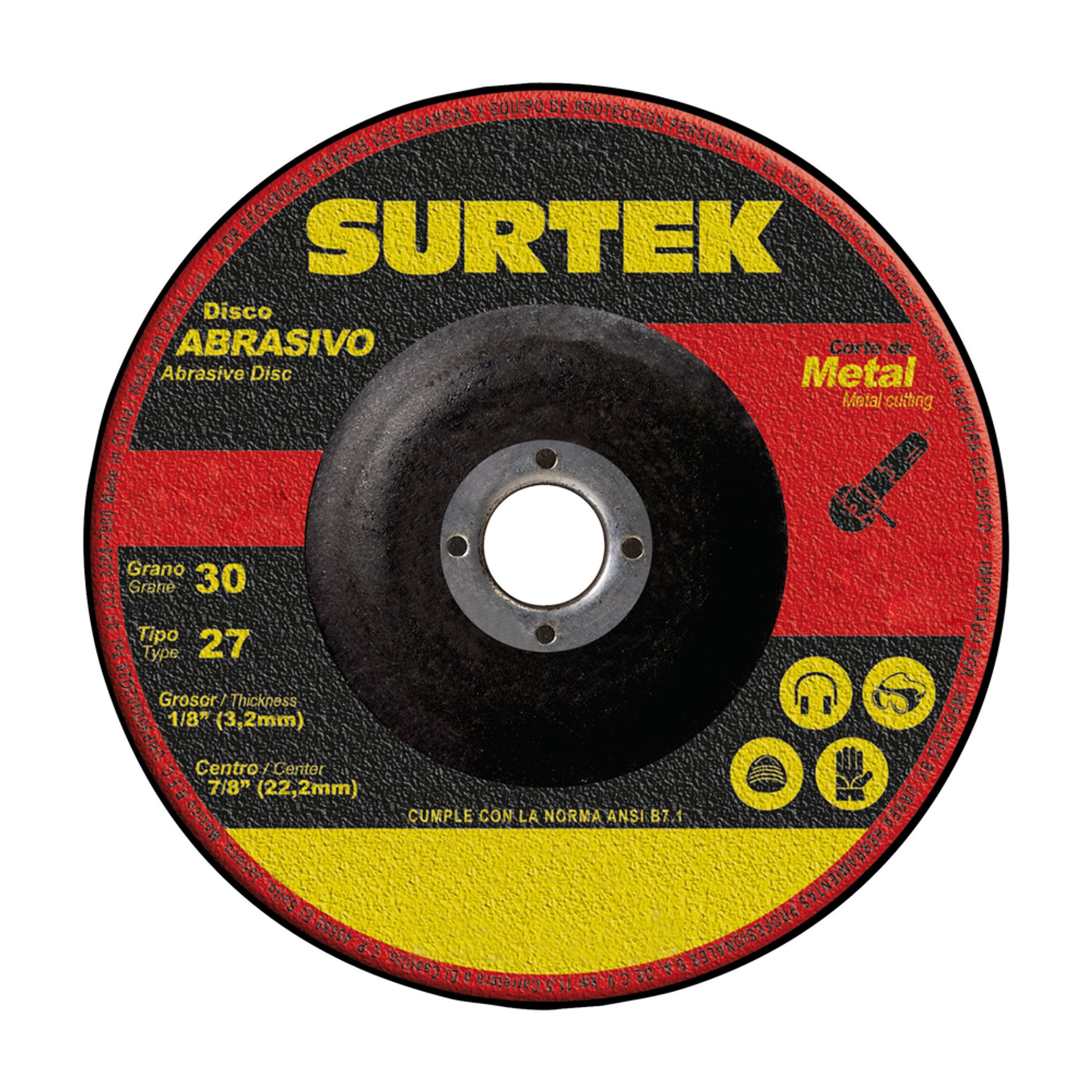 Disco abrasivo tipo 27 para metal 9" x 1/8" Surtek