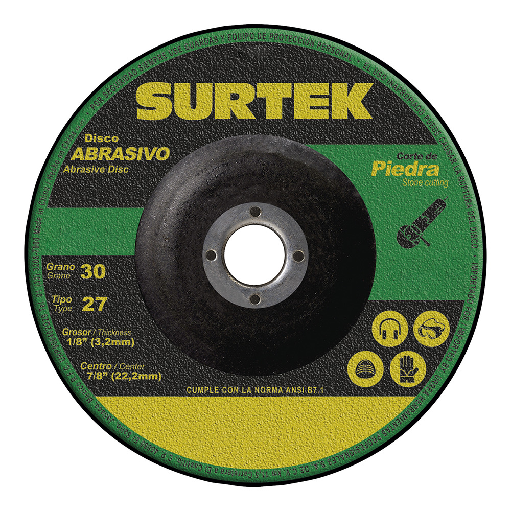Disco abrasivo tipo 27 para piedra 9" x 1/8" Surtek