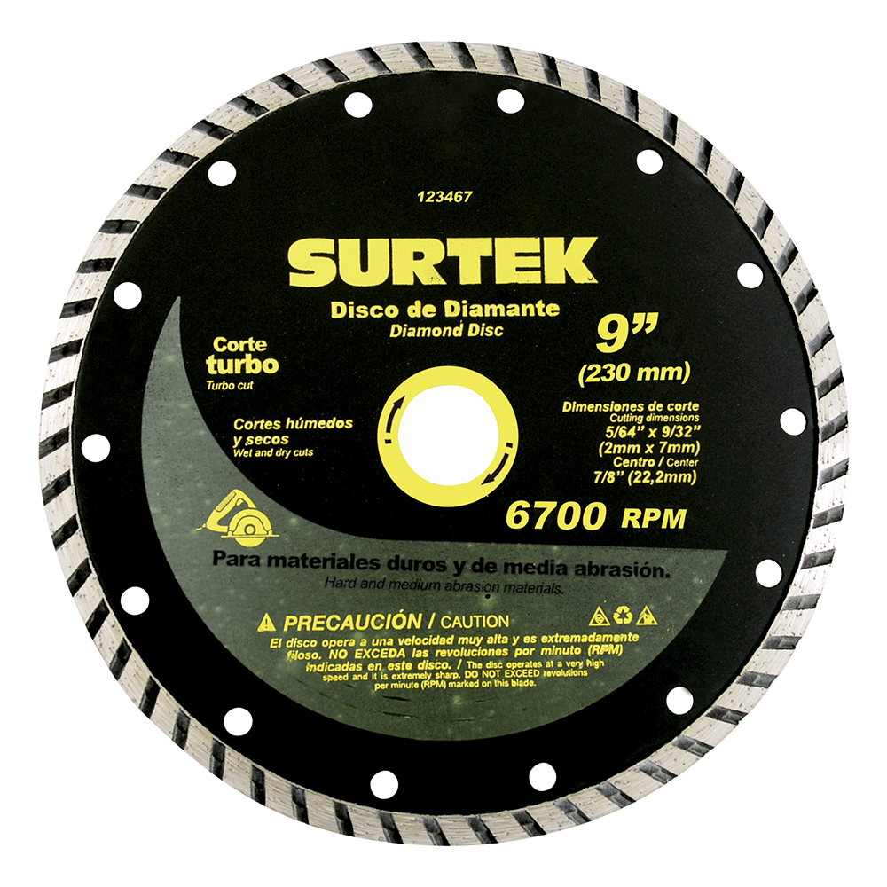 Disco de diamante turbo 9" Surtek