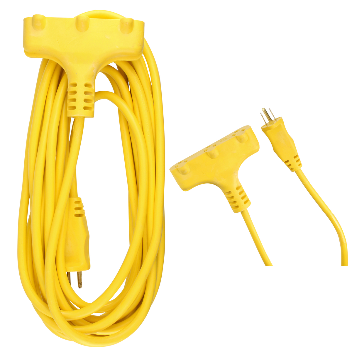 Extensión eléctrica tipo abanico uso rudo aterrizada color amarillo, 8 m Surtek