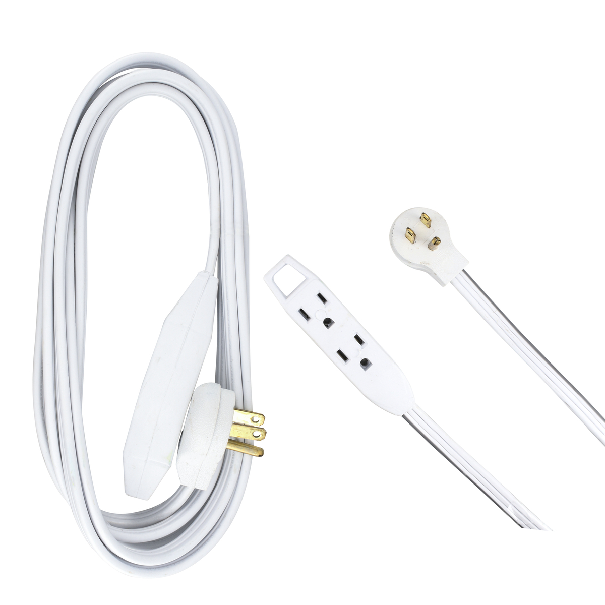 Extensión eléctrica plana aterrizada color blanco, 3 m Surtek