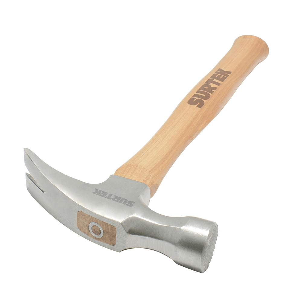 Martillo de uña recta con cabeza fresada con mango de madera de 16", 24 oz Surtek