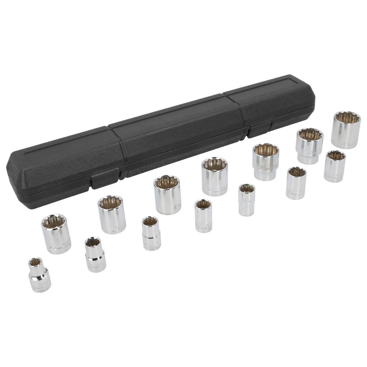 Juego de dados cuadro de 1/2", 12 puntas, métricos, 14 piezas Surtek