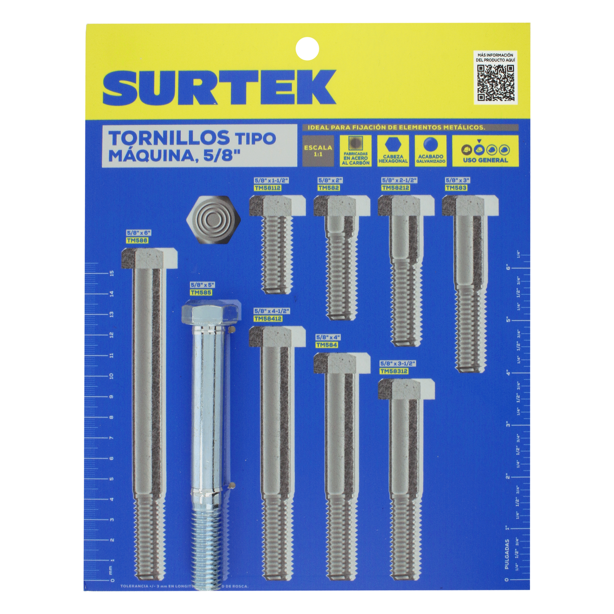 Muestrario de tornillos tipo m aquina 5/8 in
