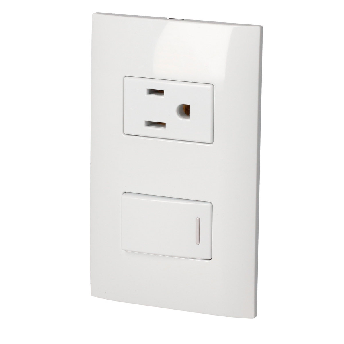 Placa 1 Switch 1 contacto 1/3, línea Americana, color blanco