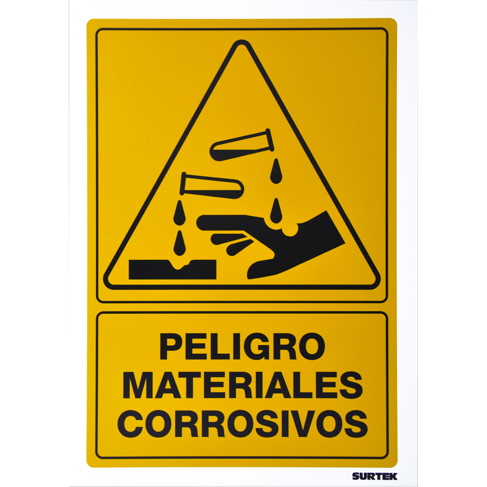 Señal "Peligro materiales corrosivos" Surtek
