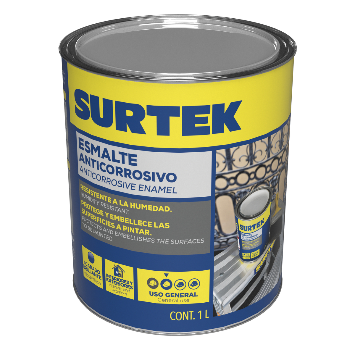 Esmalte anticorrosivo 1 Lt color negro Surtek