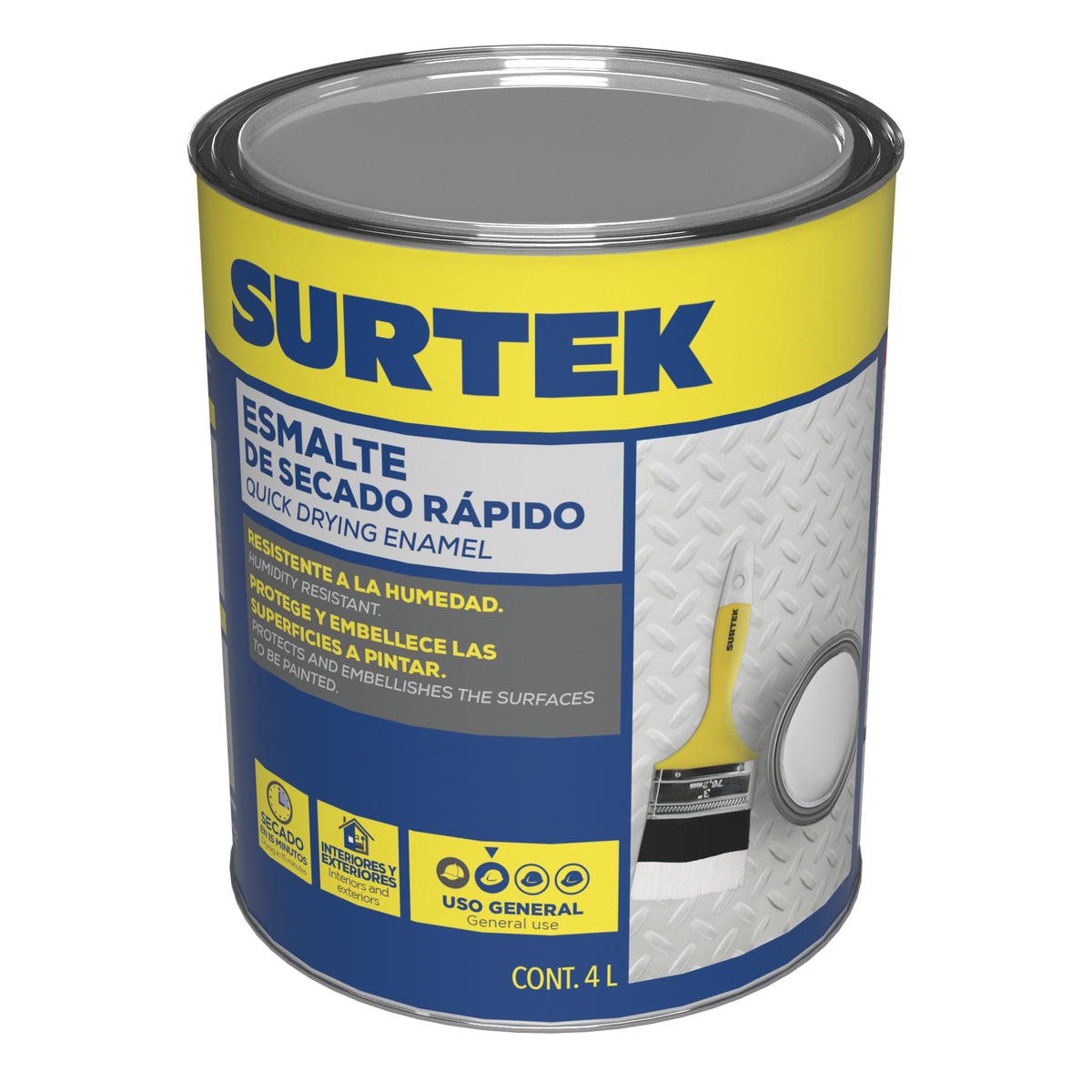 Esmalte de secado rápido 4 Lt color gris claro Surtek