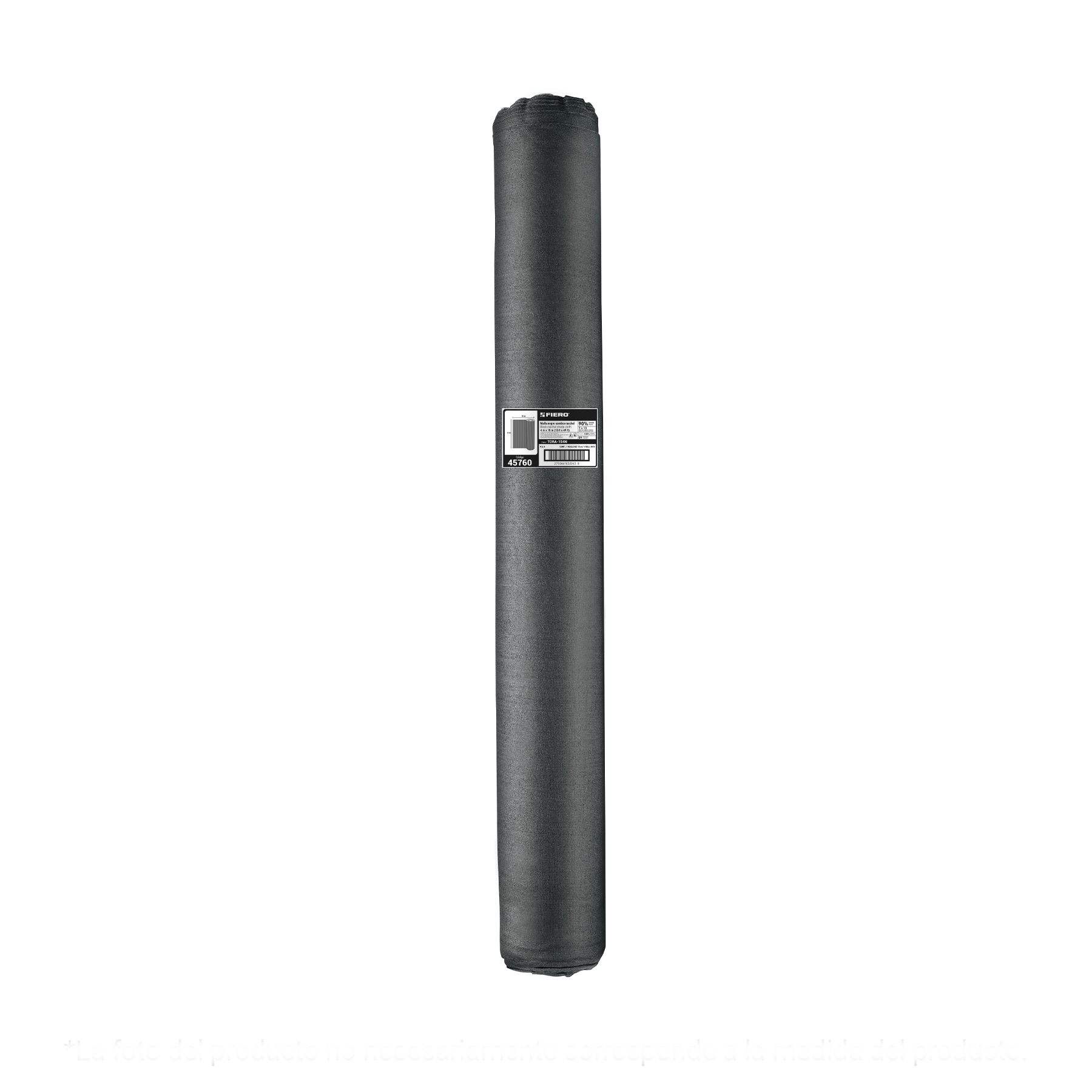 Rollo de malla sombra raschel 90% de 15m x 4m, negro, FIERO