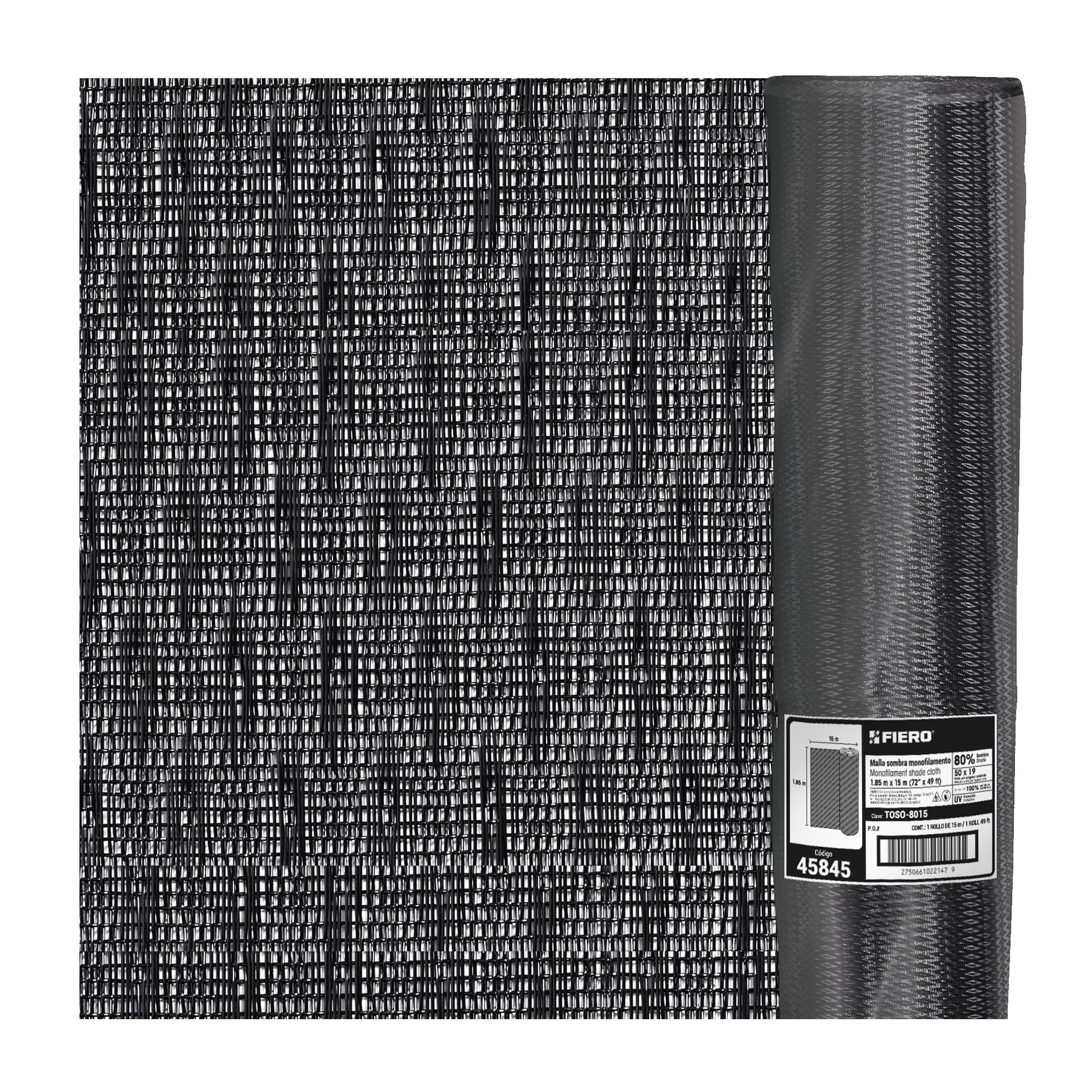 Rollo de toldo sombra 80% de 50 m x 1.85 m, FIERO