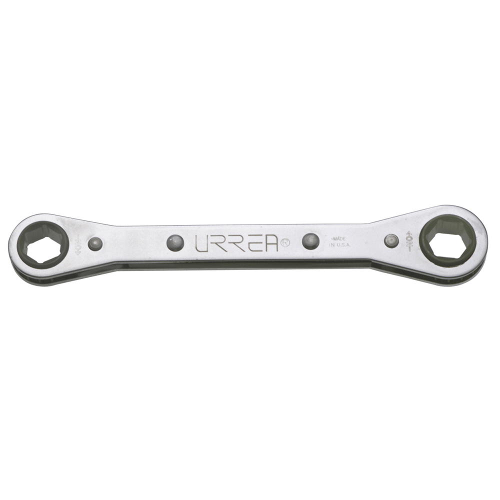 Llave de estrías pulido espejo plana de matraca métrica, 6 puntas, 9 x 10 mm Urrea