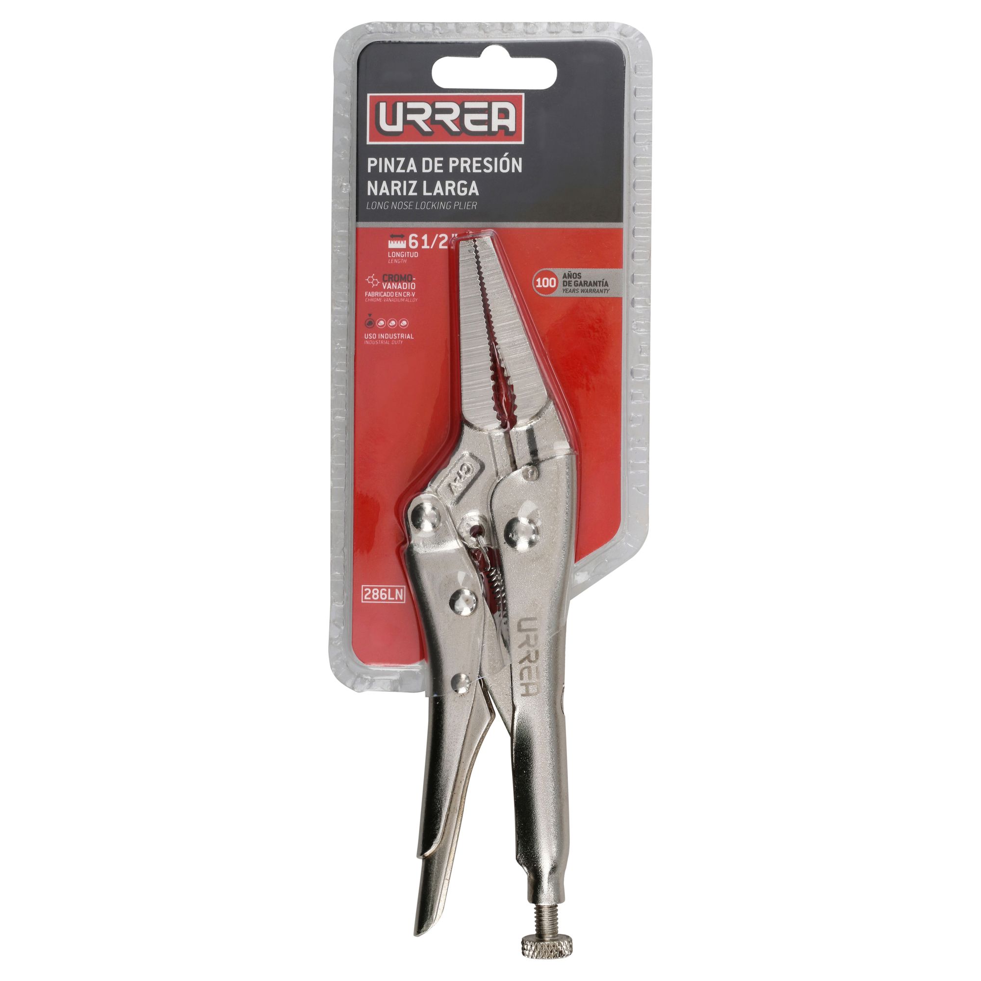 Pinza de presión de 6-1/2" nariz larga Urrea