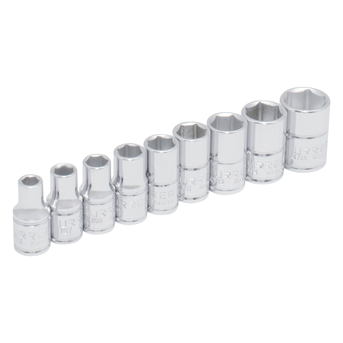 Juego de dados cuadro de 1/4" en pulgadas, 9 piezas Urrea