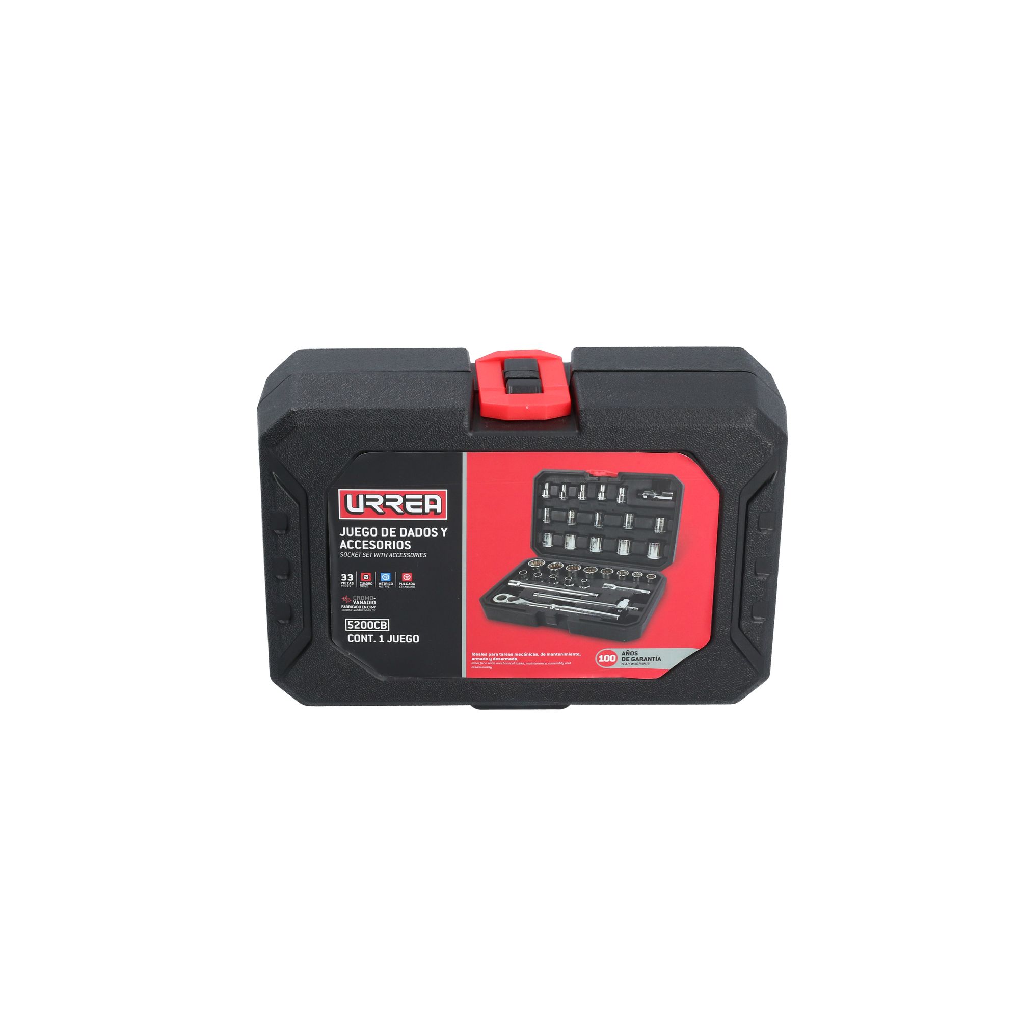Juego de dados y accesorios cuadro de 3/8" combinado, 33 piezas Urrea