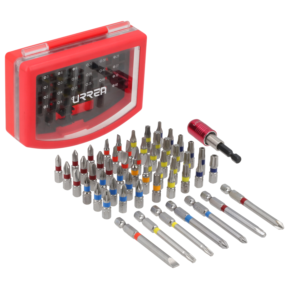 Juego combinado de puntas hexágono de 1/4" con adaptador magnético de poder, 56pz en cajaP Urrea