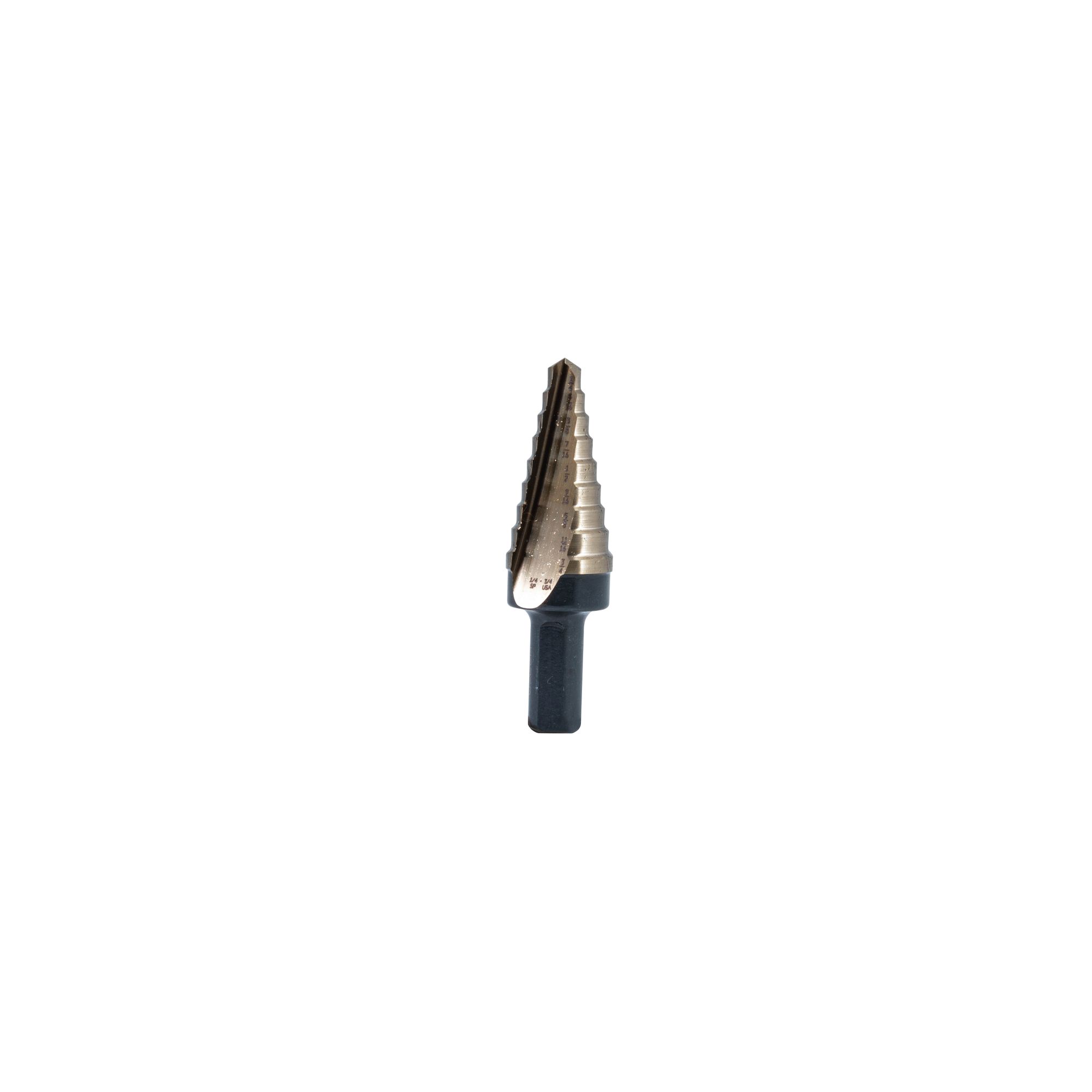 Broca escalonada con doble estría #4, 1/4" a 3/4" zanco 3 planos Urrea