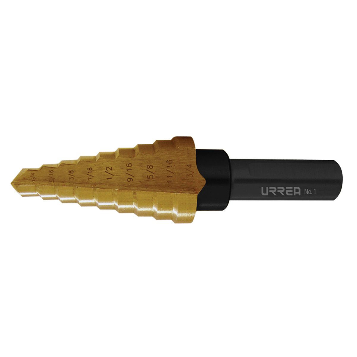 Broca escalonada con doble estría #6, 13/16" a 1-3/8" zanco 3 planos Urrea
