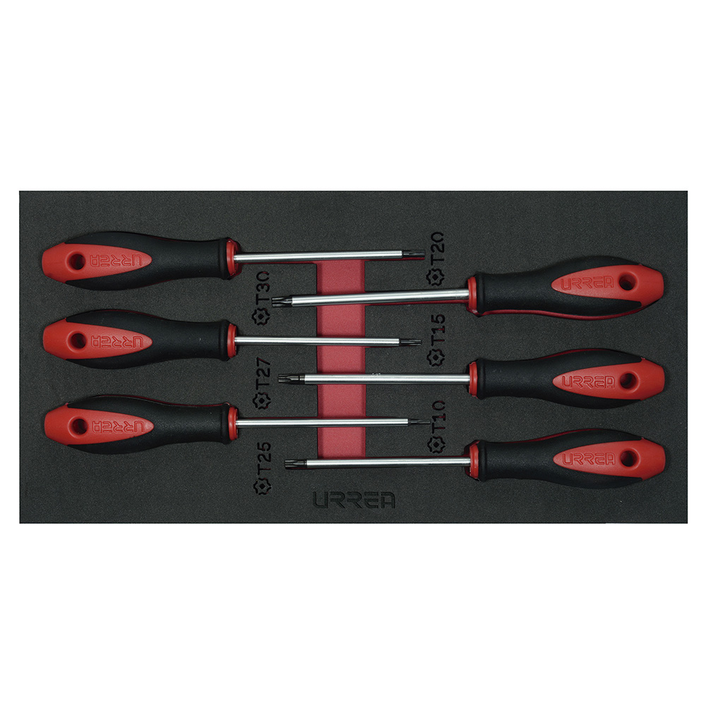 Juego de destornilladores con mango bimaterial punta Torx 6 piezas, CH129-C Urrea