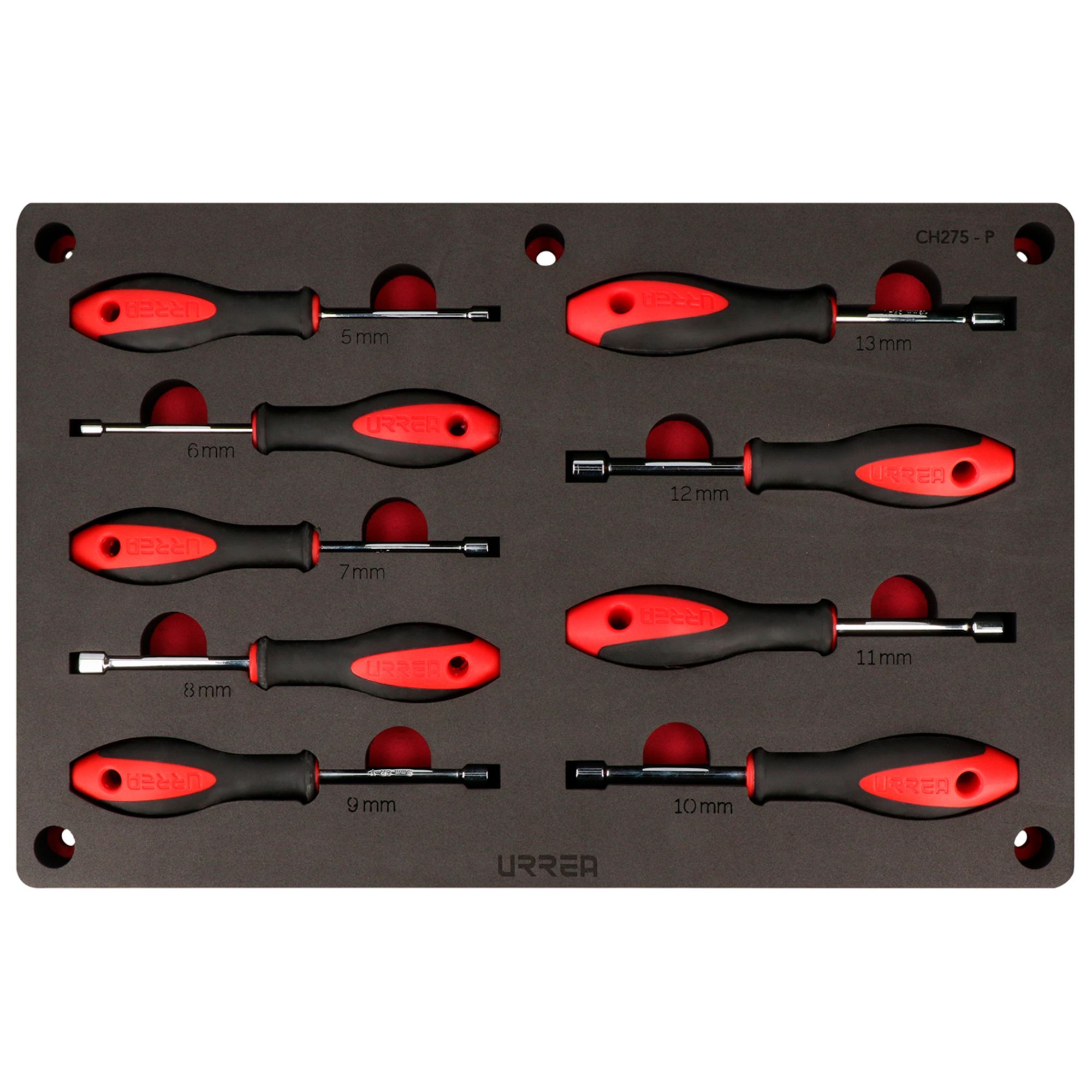 Juego de destornilladores con mango bimaterial de caja combinados 9 piezas, CH275P-C Urrea