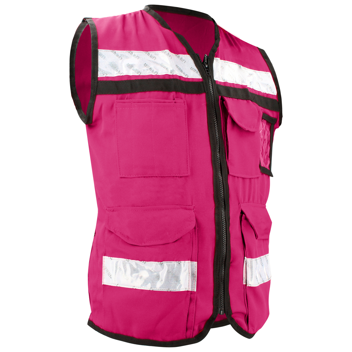 Chaleco de seguridad tipo supervisor cerrado con reflejante rosa CH Urrea