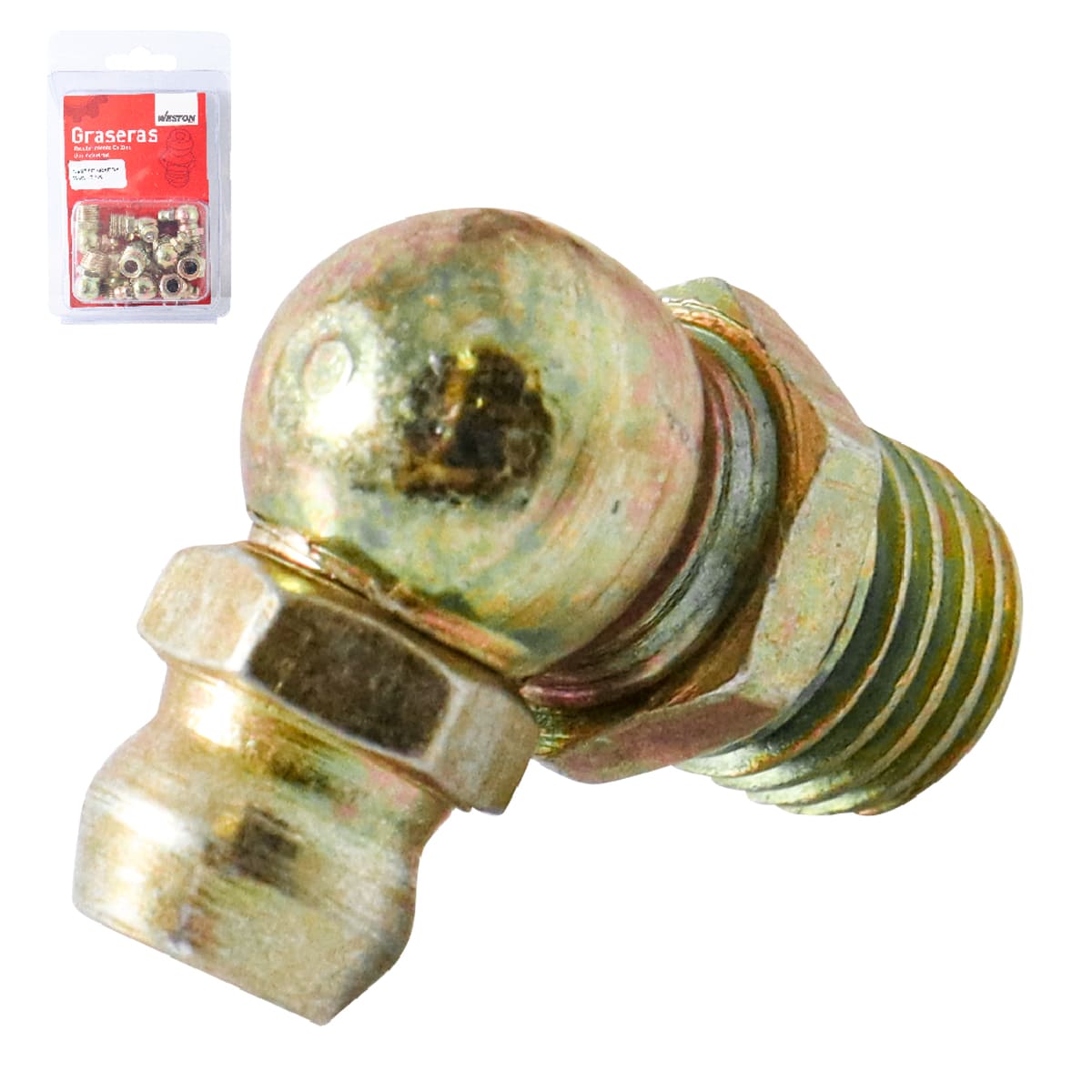 GRASERA 1/8" NPT 45 GRADOS H-245 BLISTER DE 10 PIEZAS
