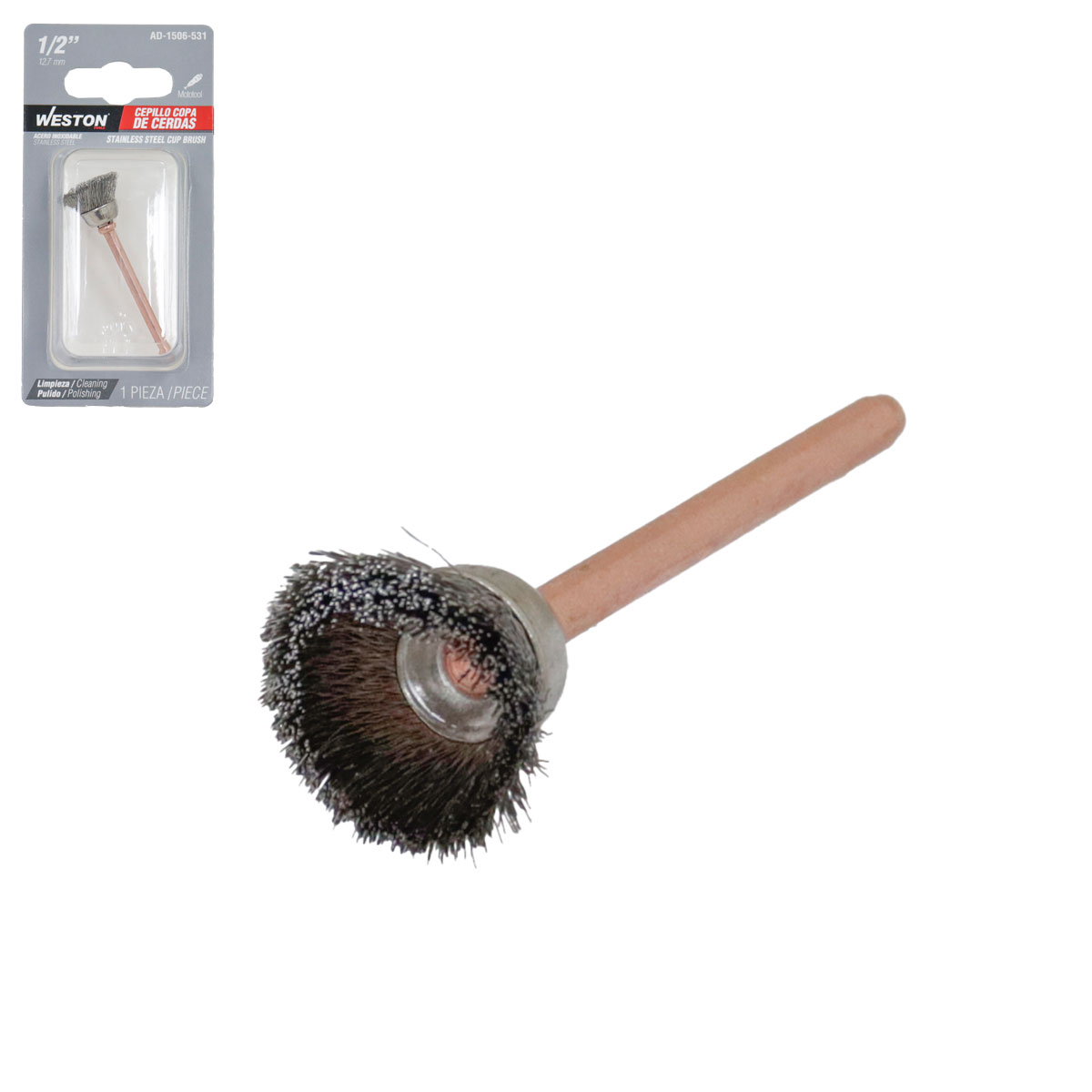 CEPILLO DE ACERO INOXIDABLE COPA 1/2"