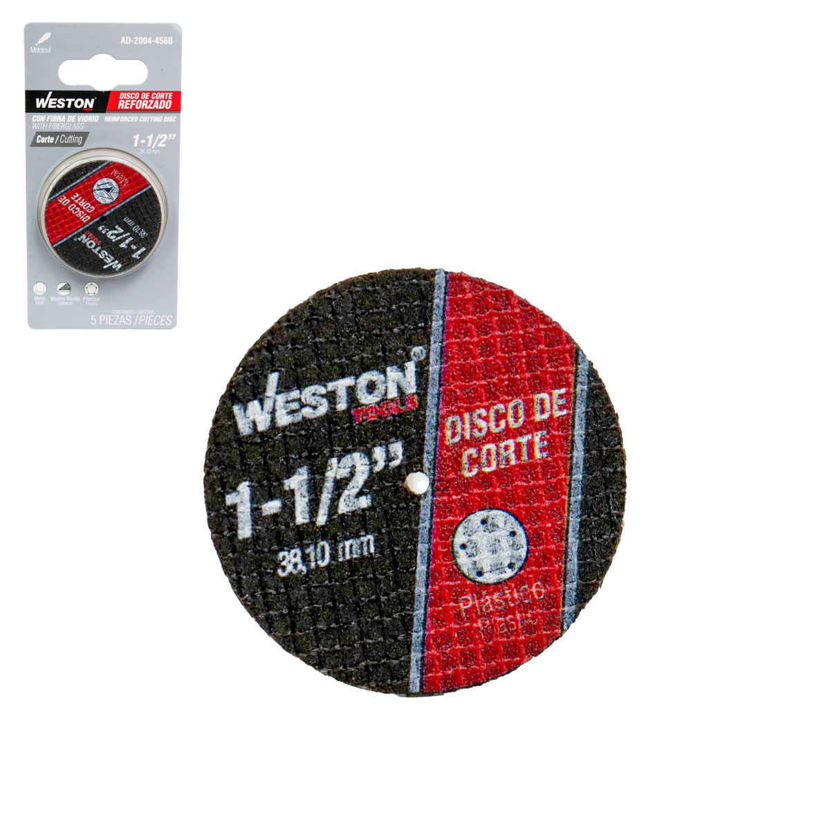 DISCO DE CORTE REFORZADO CON FIBRA DE VIDRIO 1-1/2"