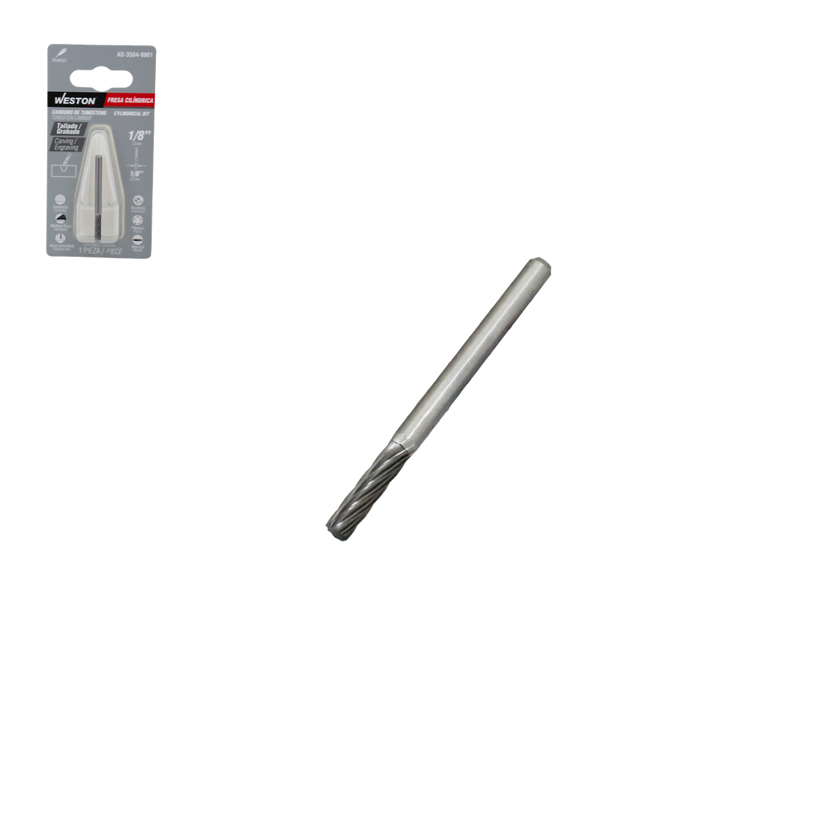 FRESA CILINDRICA DE CARBURO DE TUNGSTENO 1/8"