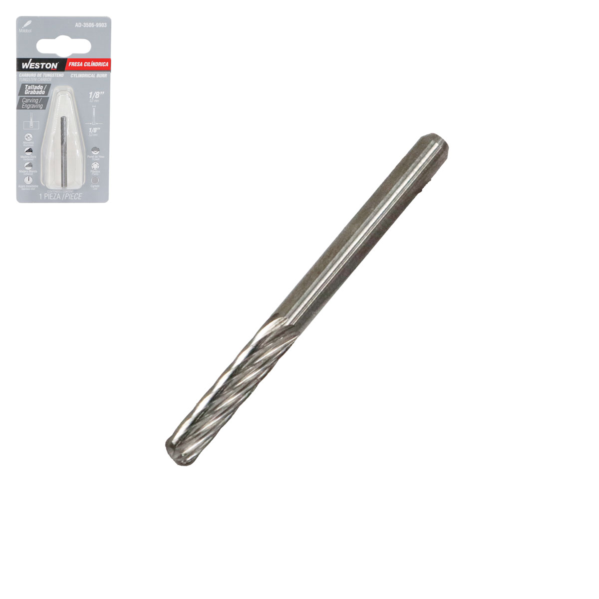 FRESA DE CARBURO DE TUNGSTENO 1/8"