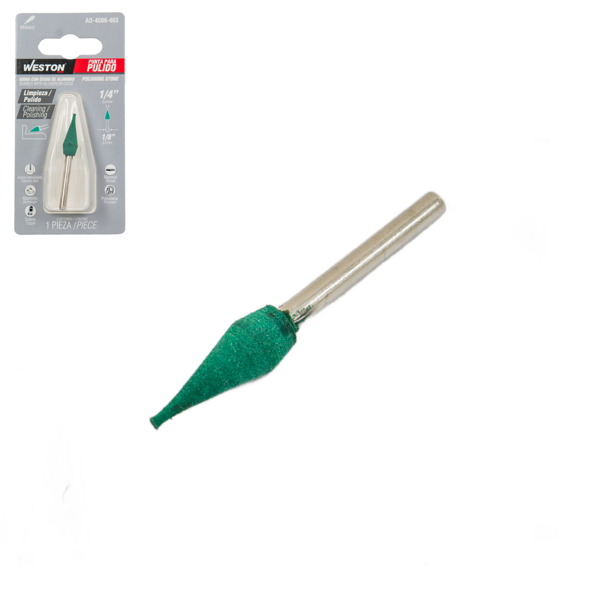 PUNTA DE GOMA PARA PULIDO (VERDE) 1/4"