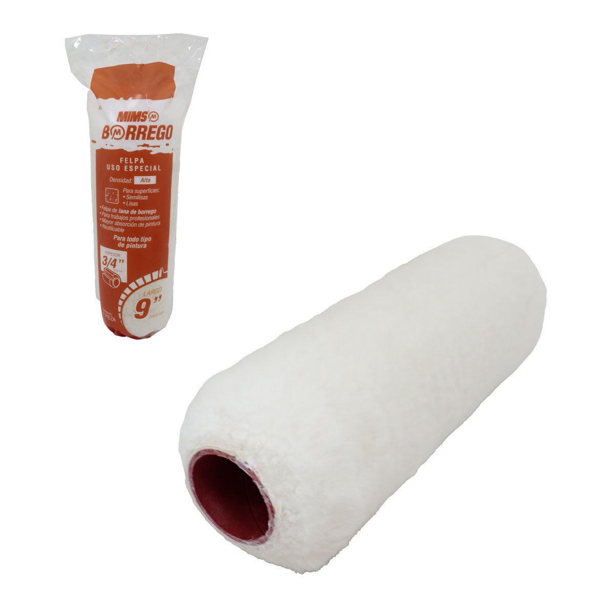 FELPA BORREGO USO ESPECIAL 9" X 3/4" (Precio x Pieza - Emp. c/12 piezas)