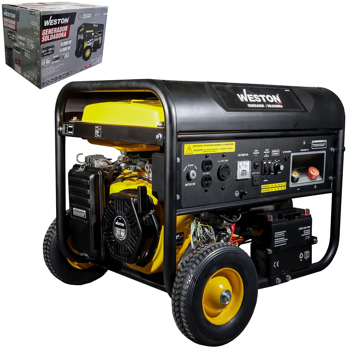 GENERADOR SOLDADORA C/MOTOR A GASOLINA 220A 6000W (INICIO ELECTRICO)