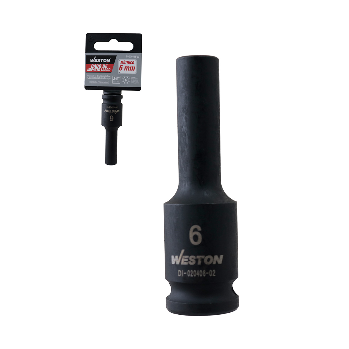 DADO DE IMPACTO LARGO CUADRO 3/8" 6 PUNTAS 6MM