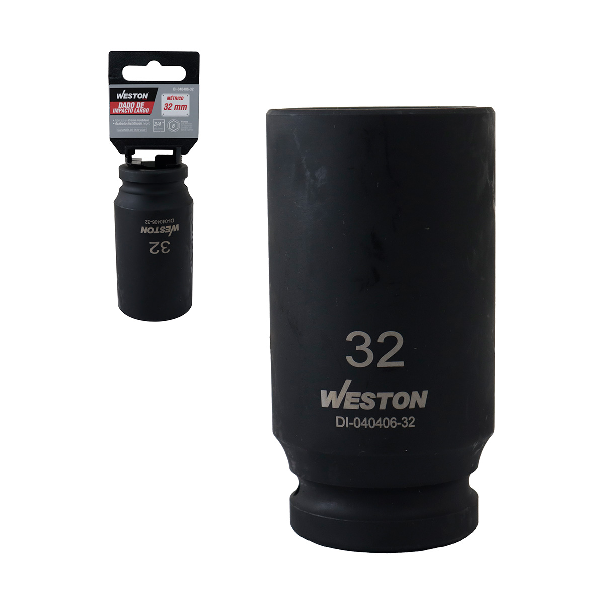 DADO DE IMPACTO LARGO CUADRO 3/4" 6 PUNTAS 32 MM