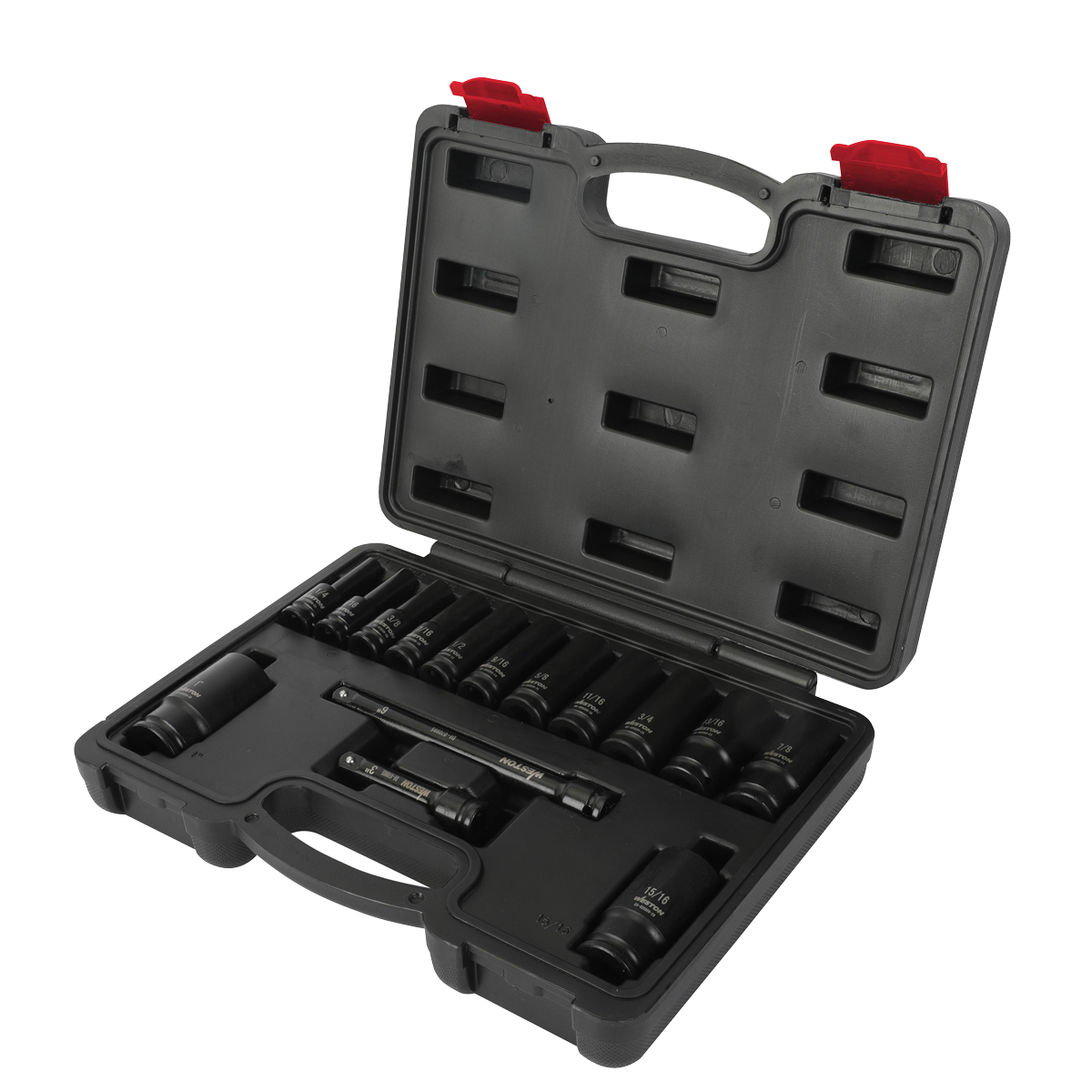 JGO. DE 15 DADOS DE IMPACTO LARGOS CUADRO 3/8" FRACC.