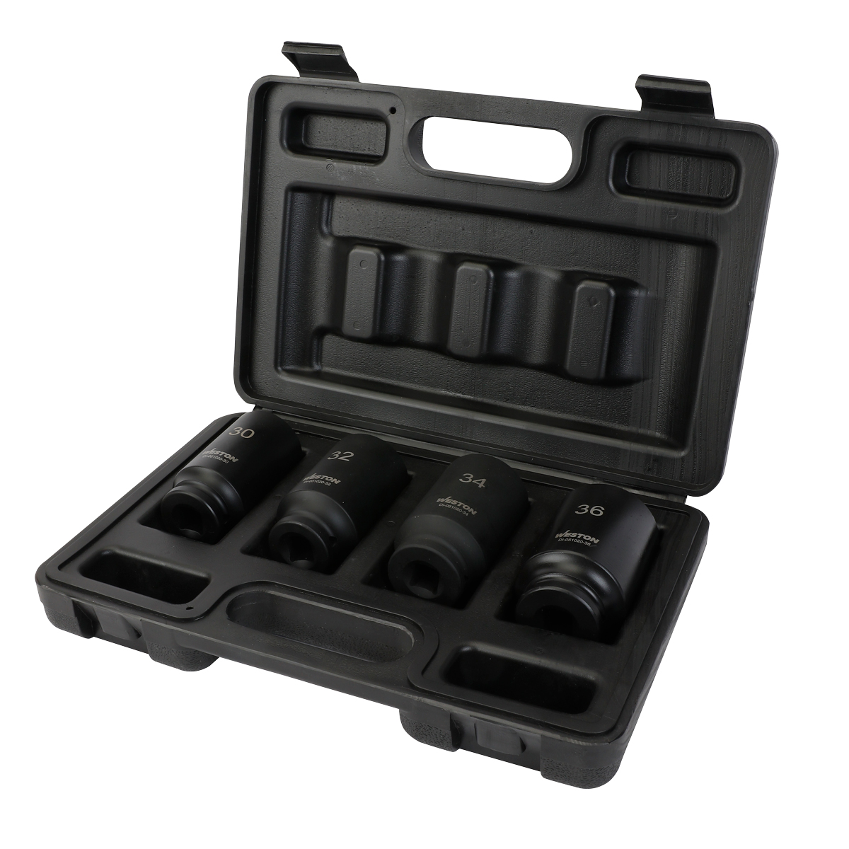 JGO. DE 4 DADOS DE IMPACTO LARGOS CUADRO 1/2" METRIC. PARA TUERCA DE EJE DE TRANSMISION
