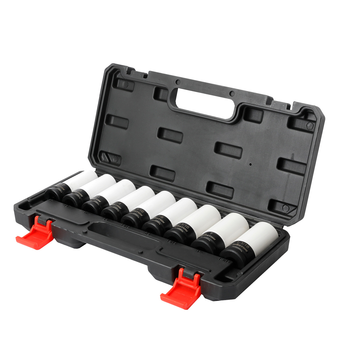 JGO. DE 9 DADOS DE IMPACTO LARGOS CUADRO 1/2" FRACC. Y METRIC.