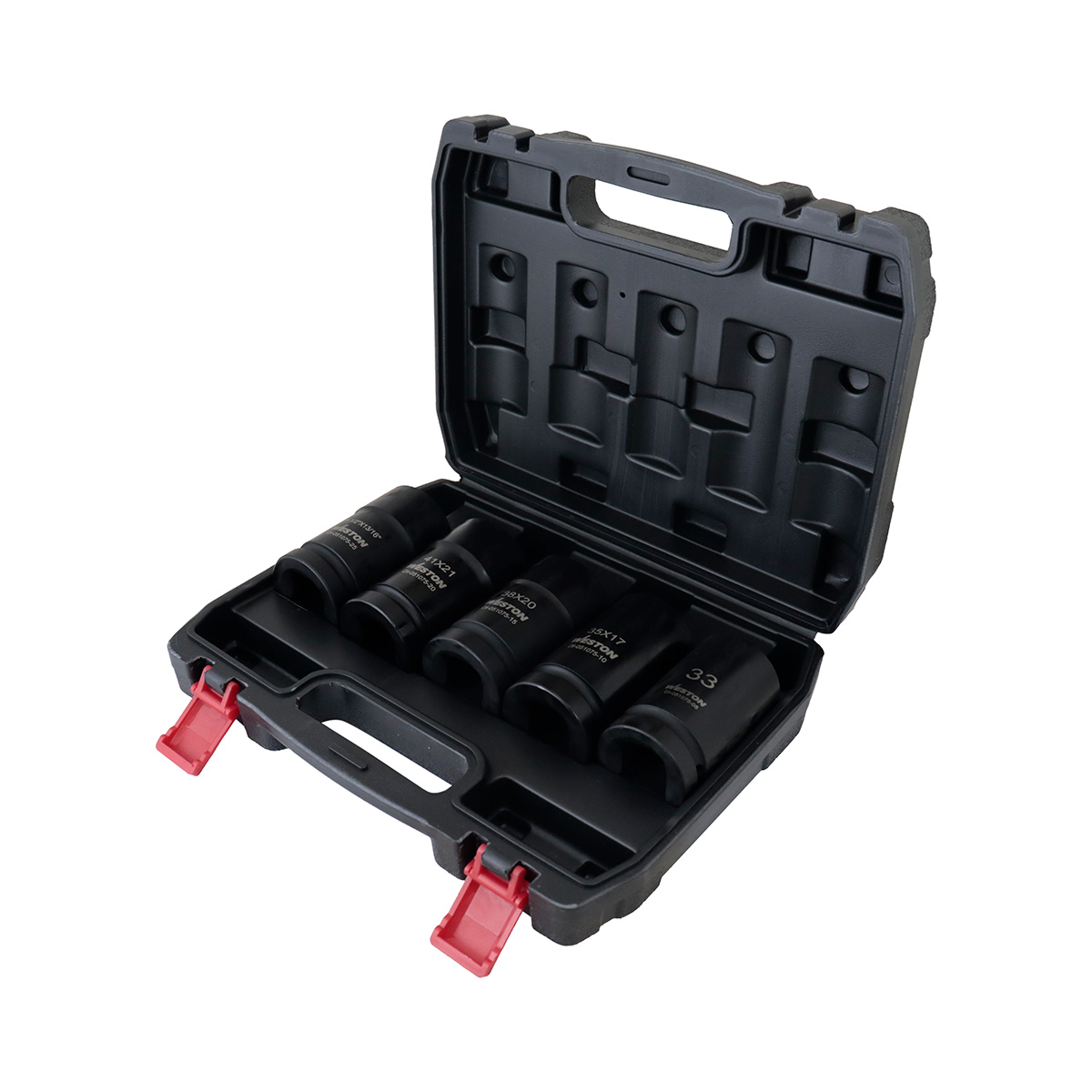 JGO. DE 5 DADOS DE IMPACTO PARA RUEDAS DE CAMION CUADRO 1" FRACC. Y METRIC.