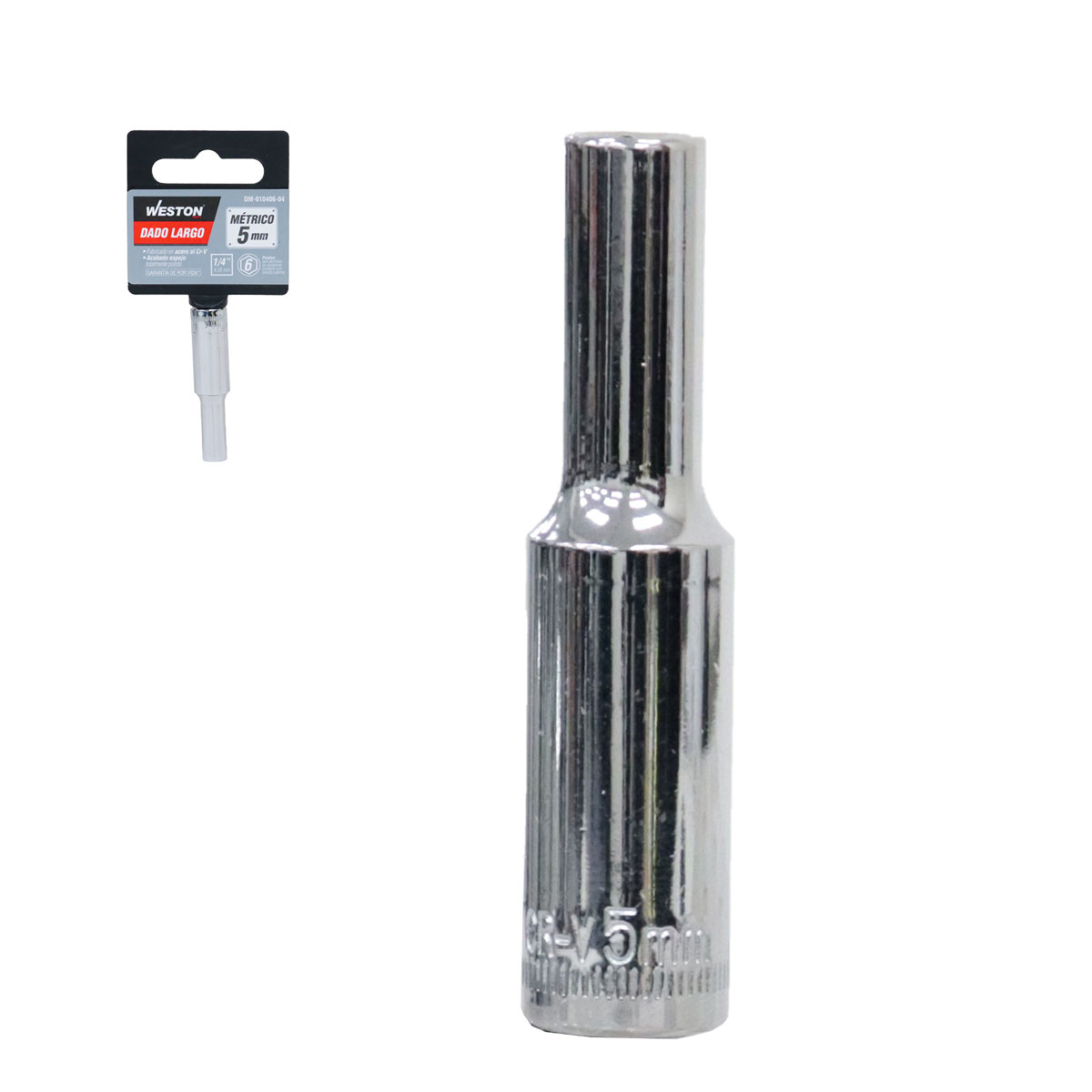 DADO LARGO CUADRO 1/4" 6 PUNTAS, 5MM