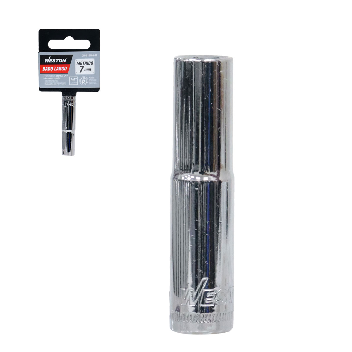 DADO LARGO CUADRO 1/4" 6 PUNTAS, 7MM