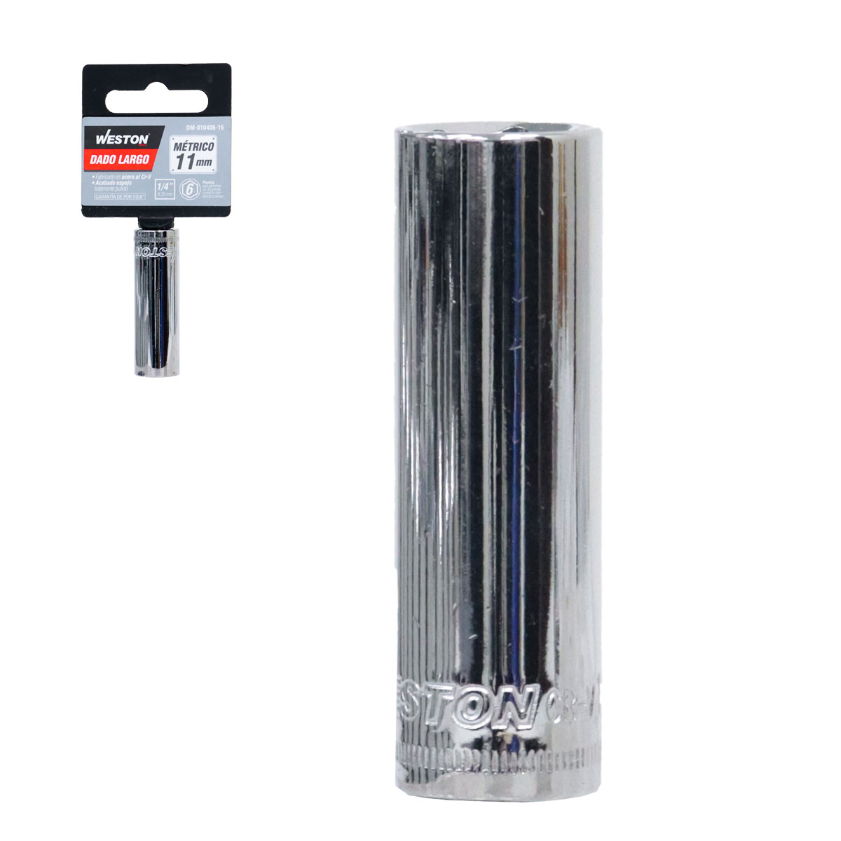 DADO LARGO CUADRO 1/4" 6 PUNTAS, 11MM