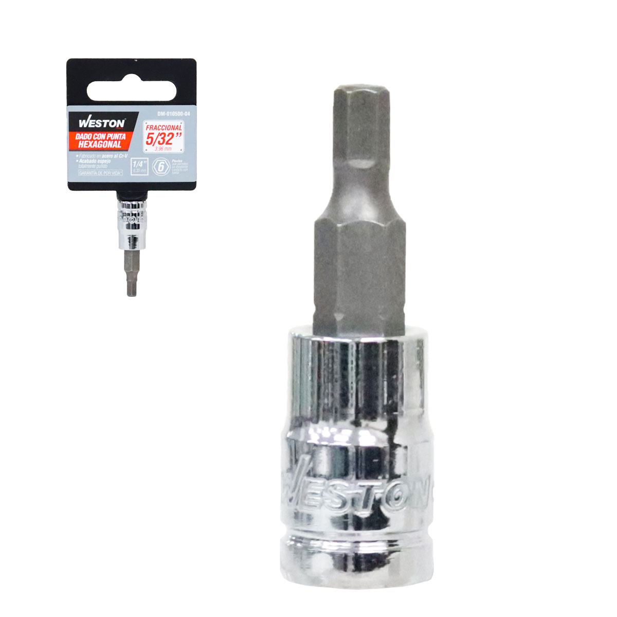DADO CUADRO 1/4" CON PUNTA HEXAGONAL 5/32"