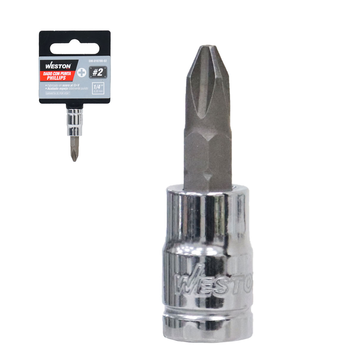 DADO CUADRO 1/4" CON PUNTA PHILLIPS No. 2