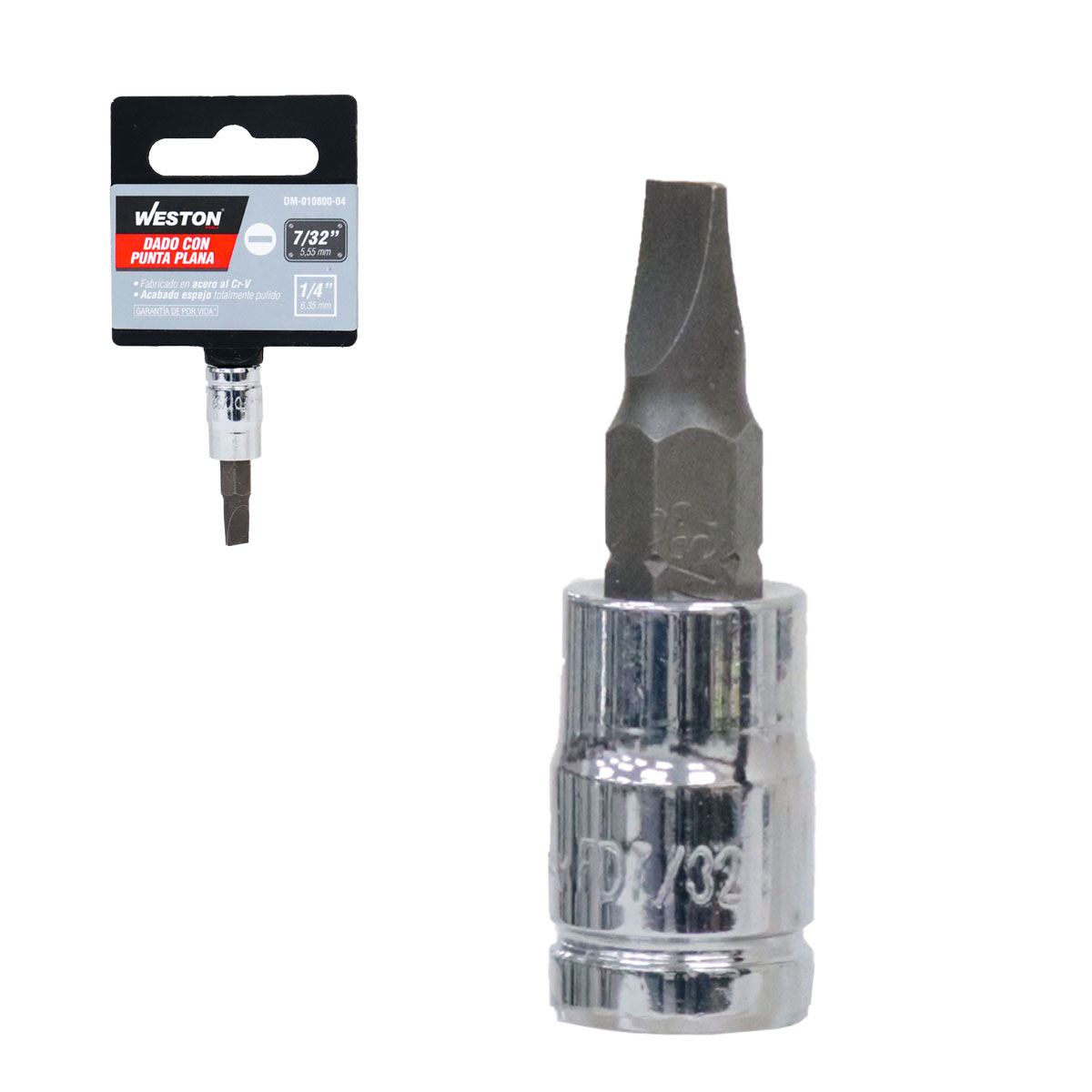DADO CUADRO 1/4" CON PUNTA PLANA 7/32"