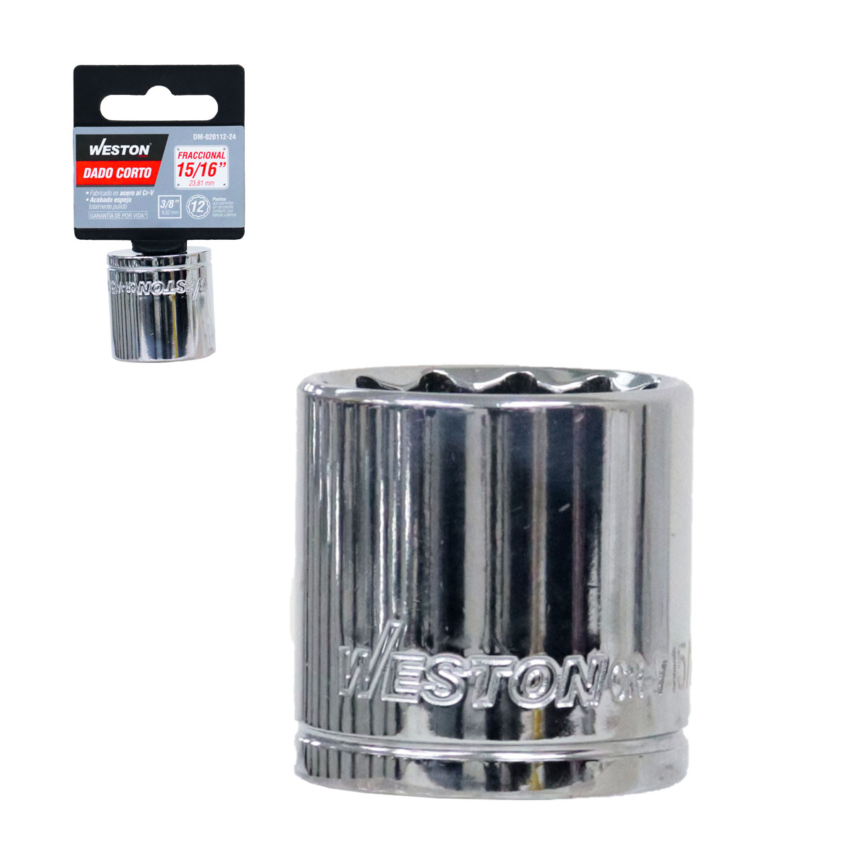 DADO CORTO CUADRO 3/8" 12 PUNTAS, 15/16"