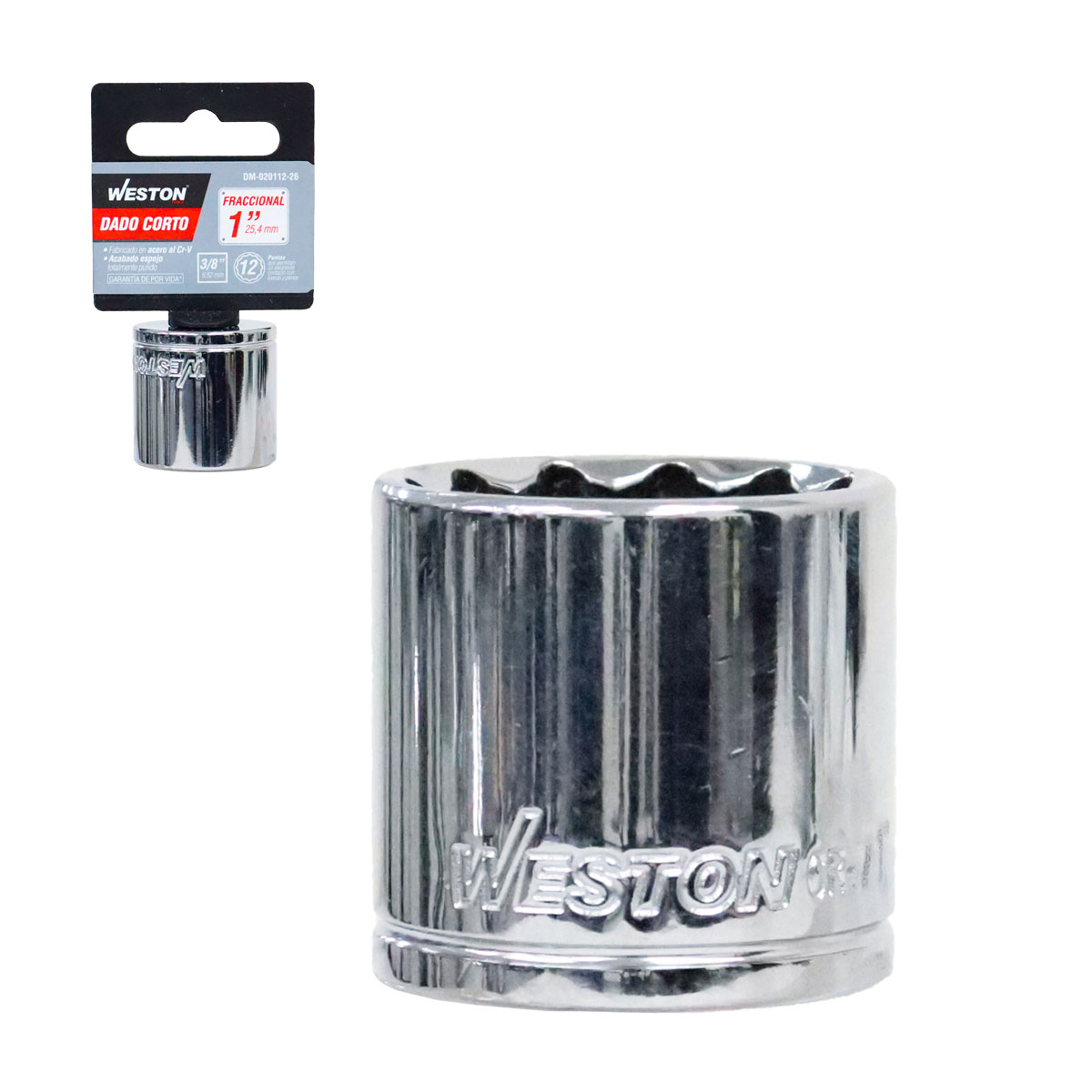 DADO CORTO CUADRO 3/8" 12 PUNTAS, 1"
