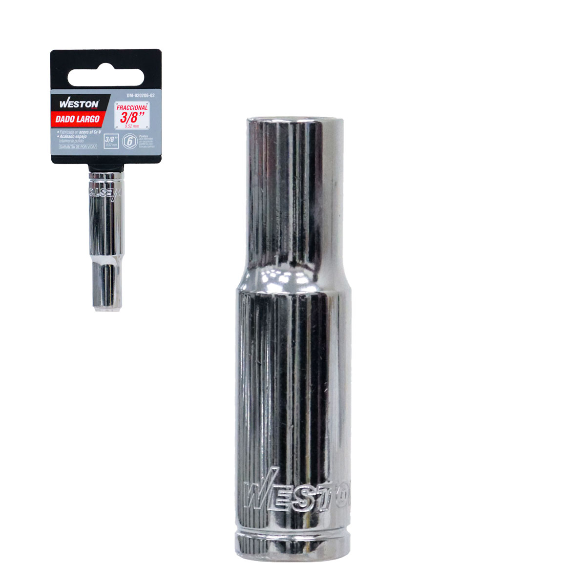 DADO LARGO CUADRO 3/8" 6 PUNTAS, 3/8"