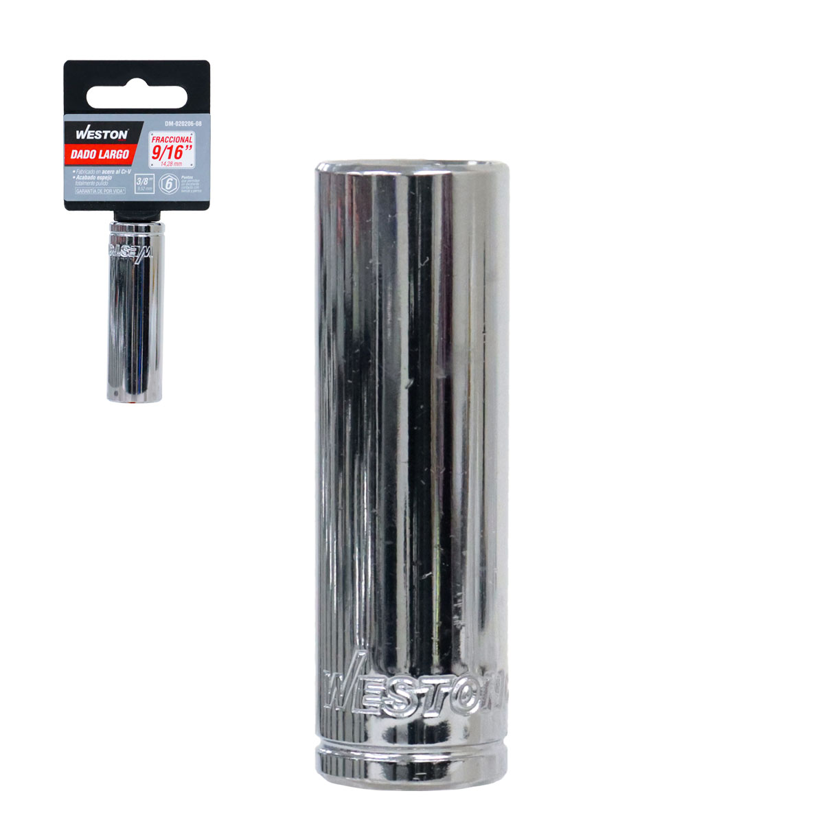 DADO LARGO CUADRO 3/8" 6 PUNTAS, 9/16"
